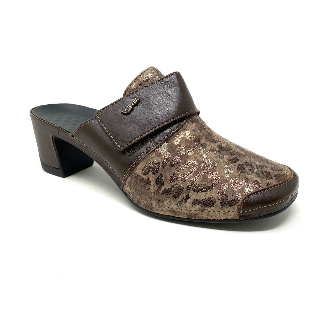 Vital 0509 Leopard Nappa Leather Mules 2.5” Heel EU 39